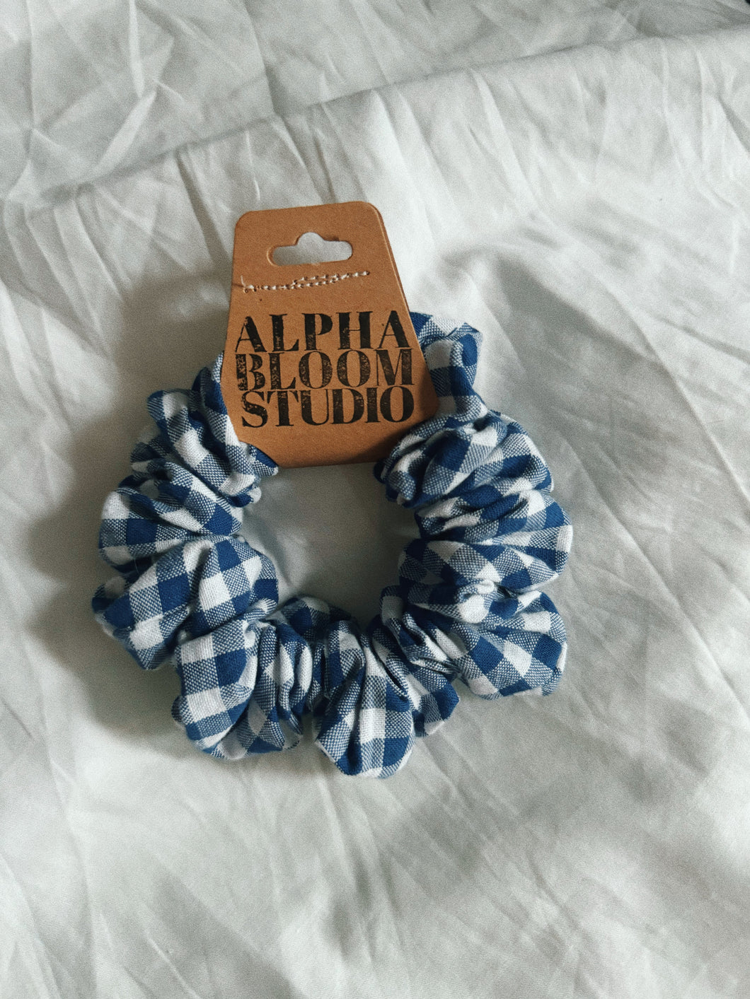 Blue Gingham scrunchie