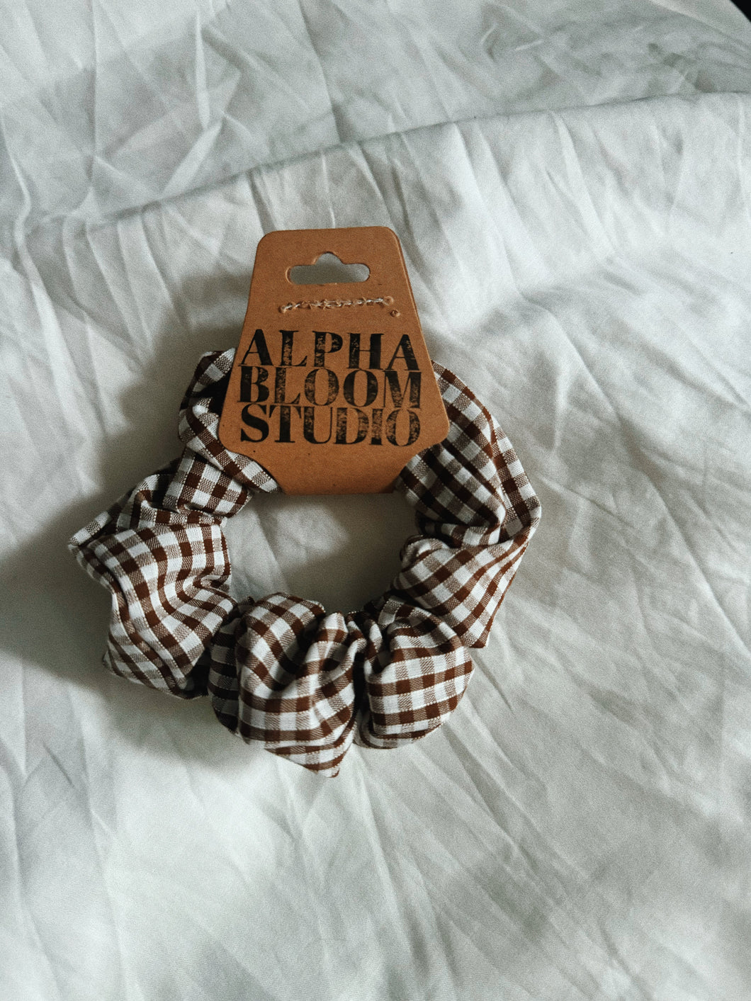 Brown Gingham scrunchie