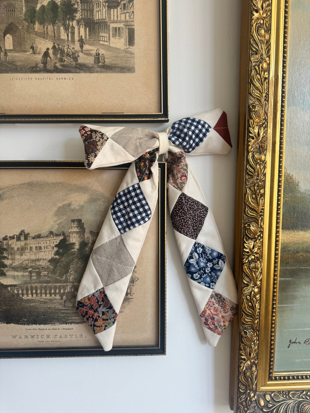 Rust & Blue Quilted Bow