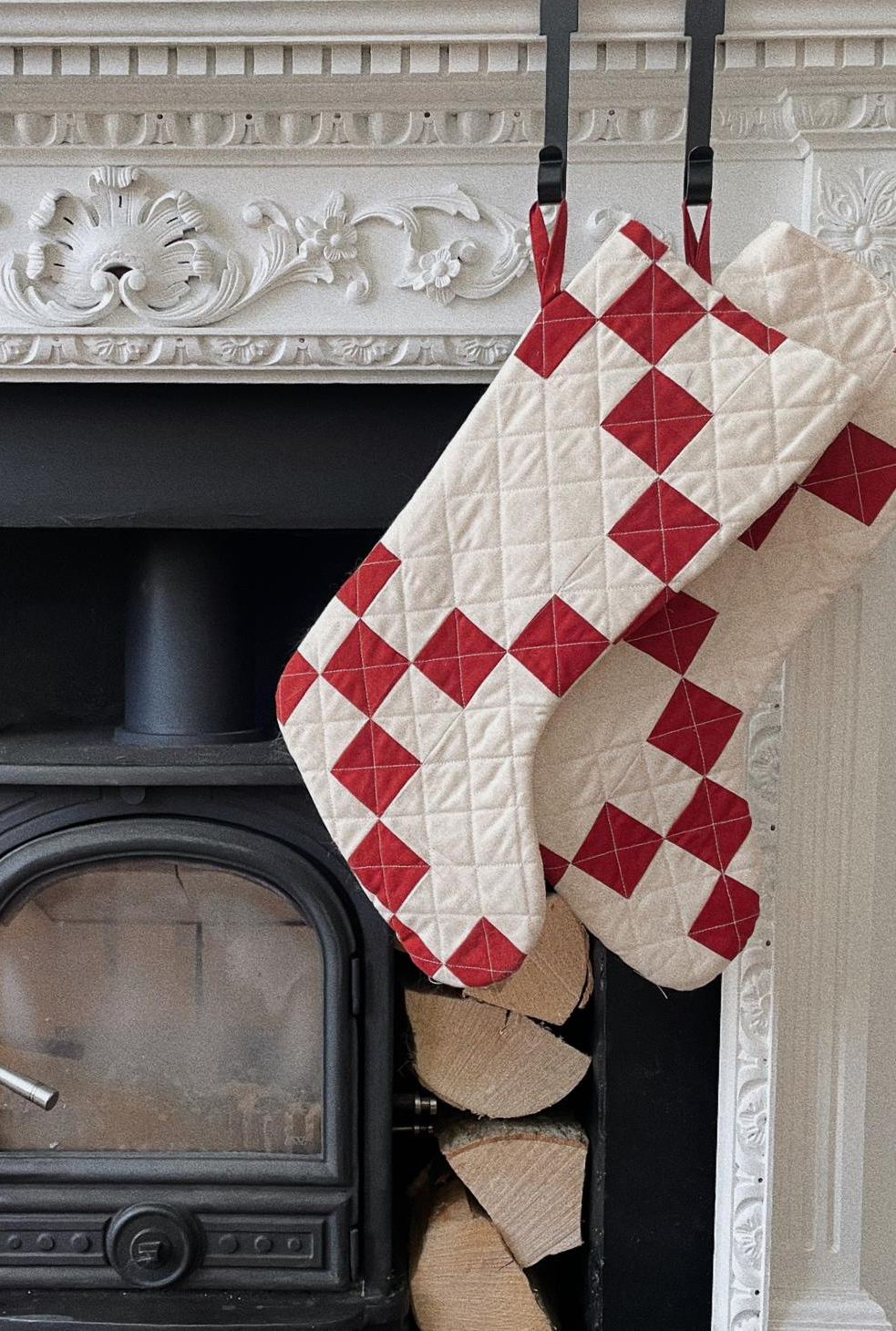 Irish Chain Stocking - Santa Red